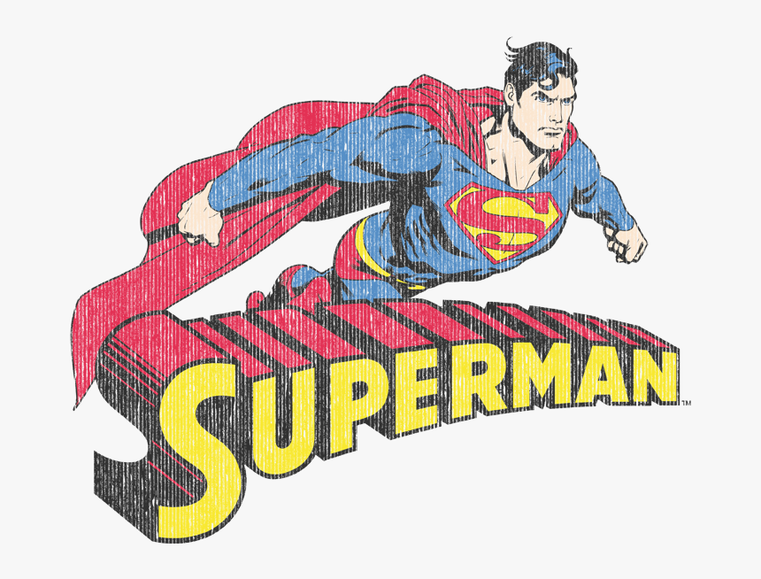 Superman-flying Over Logo Distressed, HD Png Download, Free Download