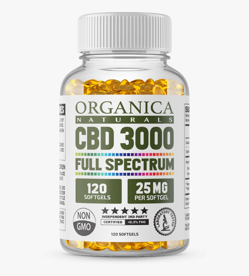 3000 Mg Full Spectrum Cbd Softgels Bottle - Cbd Oil Full Spectrum, HD Png Download, Free Download