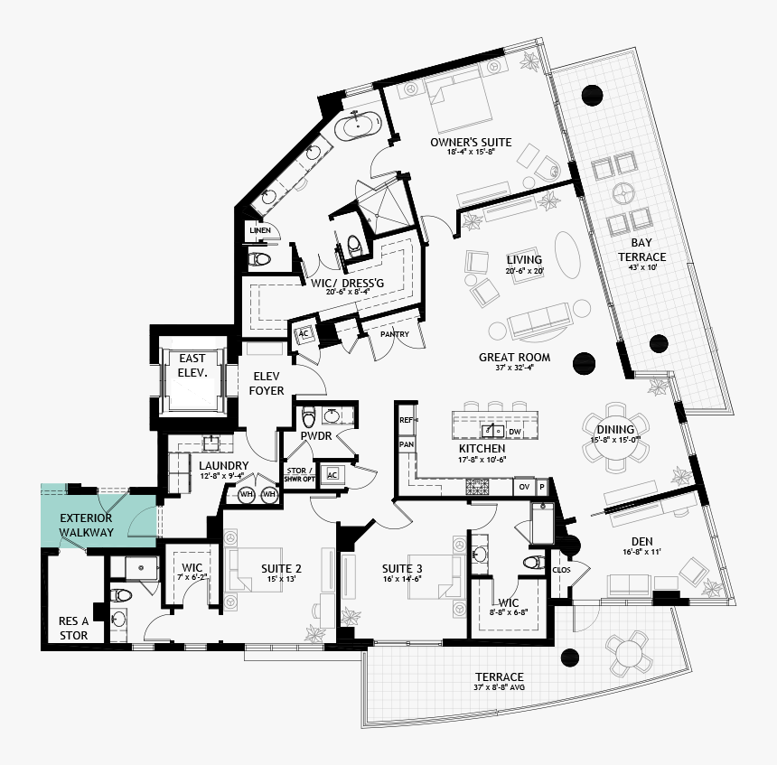 Avant Residence Floorplan - Virage Bayshore Tampa Fl, HD Png Download, Free Download