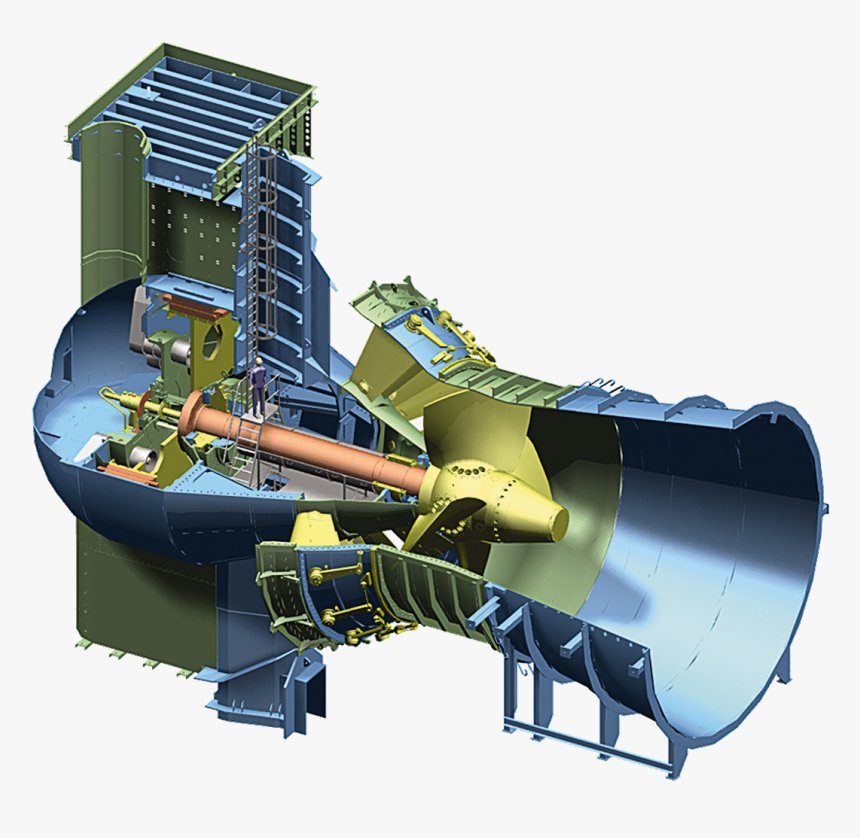 Schematic 3d-drawing Of Bulb Turbine For Hpp Iffezheim, - Bulb Pump Turbine, HD Png Download, Free Download