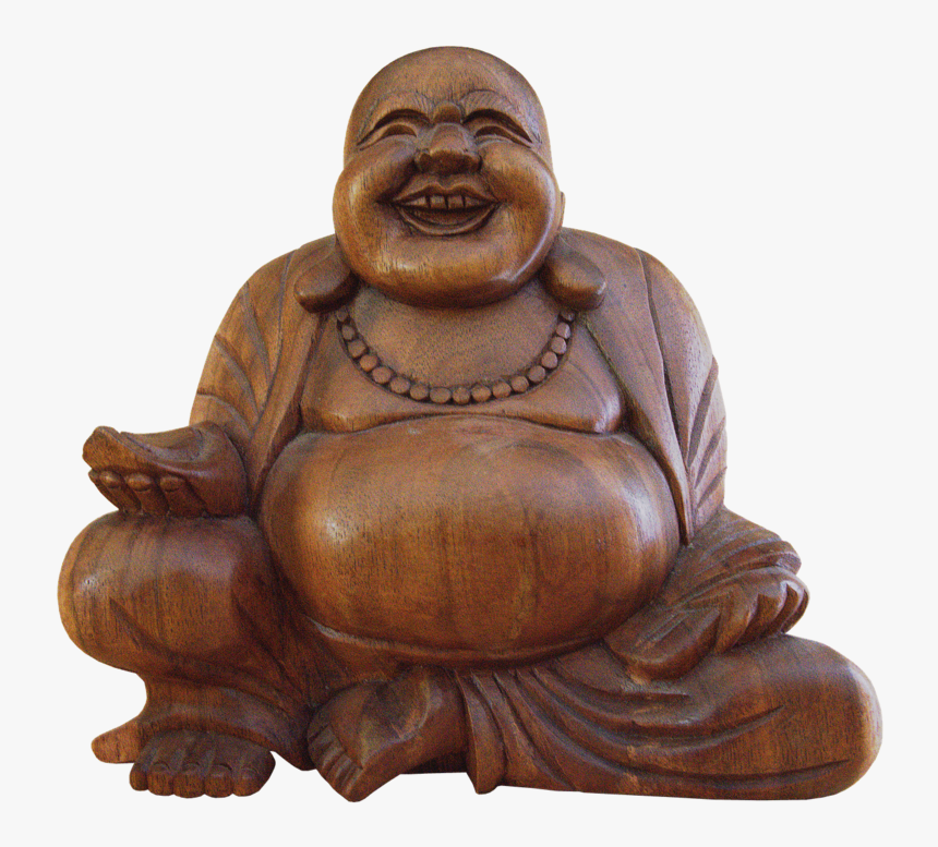 Smiling Buddha Wooden Statue Holding A Bowl - Fat Buddha No Background, HD Png Download, Free Download