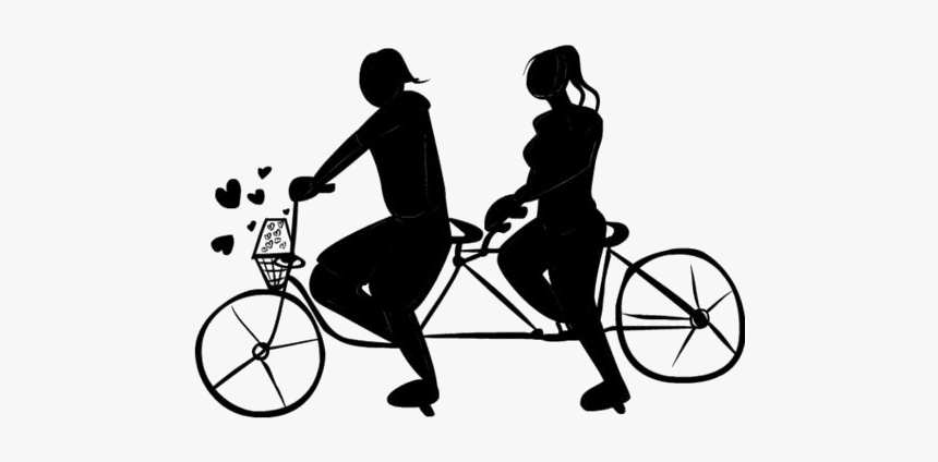 Girls Riding Bicycle Png Transparent Images - Silhouette, Png Download, Free Download