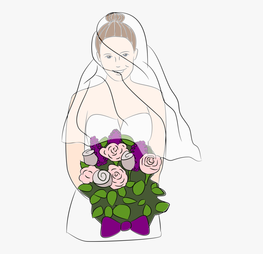 Art,petal,child - Bride With Flowers Clipart, HD Png Download, Free Download