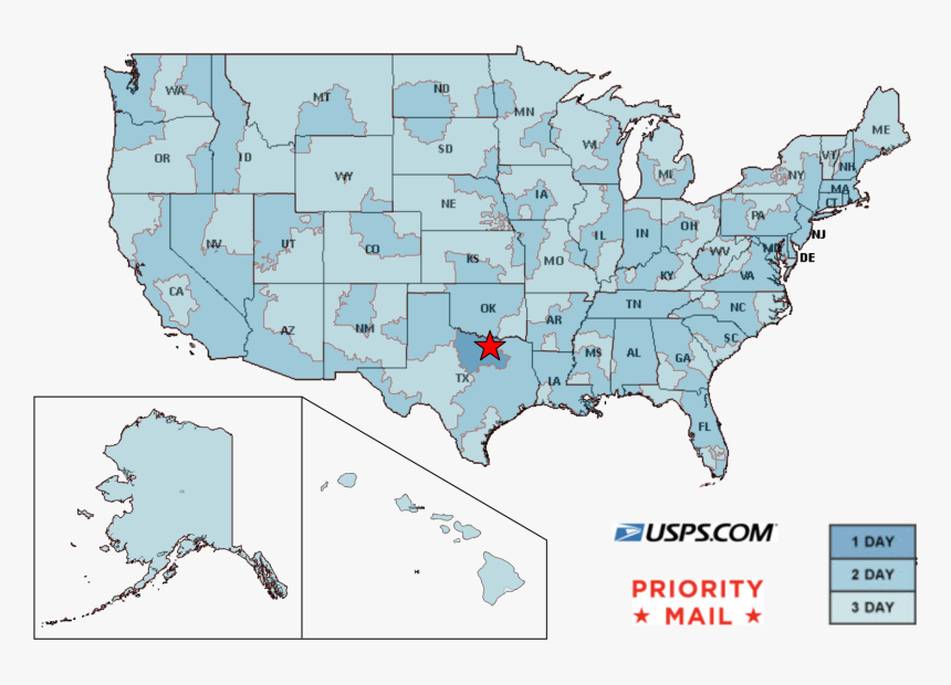 Usps Shipping Map - Usps Map, HD Png Download, Free Download