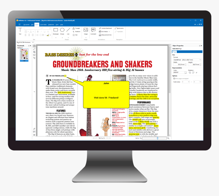 Highlight And Comment Pdfs With Pdfeditor - Computer Monitor, HD Png Download, Free Download