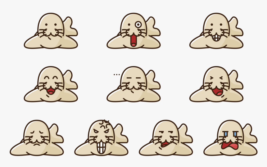 Manatee Emotions Expression Vector - Cartoon, HD Png Download, Free Download