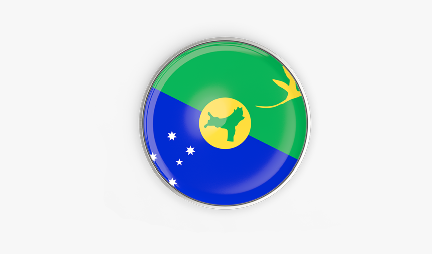 Round Button With Metal Frame - Christmas Island Round Flag Png, Transparent Png, Free Download