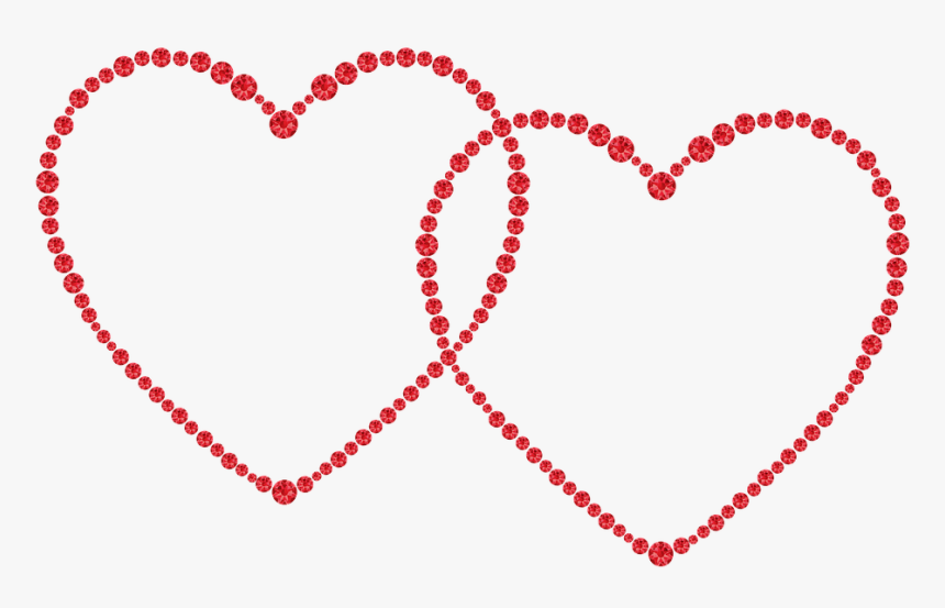 Rubies Gems Red Heart Double Heart Love Frame 3 Line Gold Chain Hd Png Download Kindpng