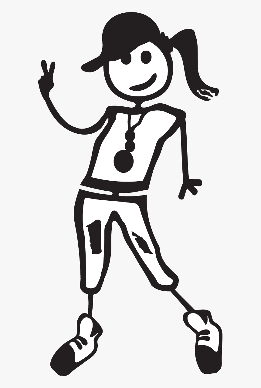 Transparent Stick Figure Kids Clipart Black And White - Dancing Stick Figure Girl, HD Png Download, Free Download