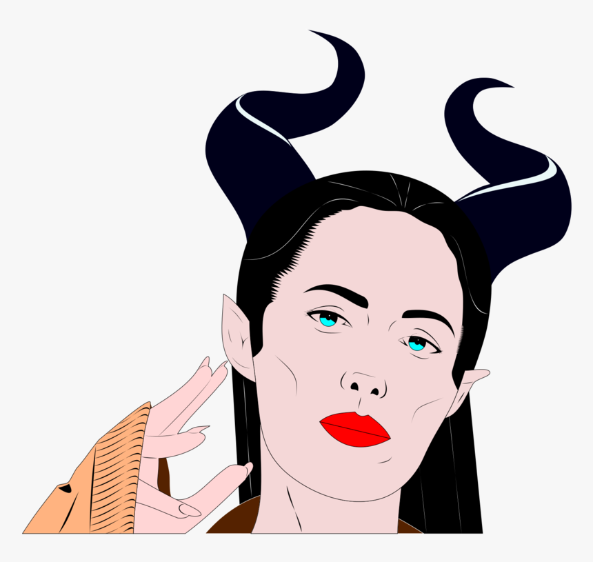 Horn,head,art - Desenho Mulher Com Chifres, HD Png Download, Free Download