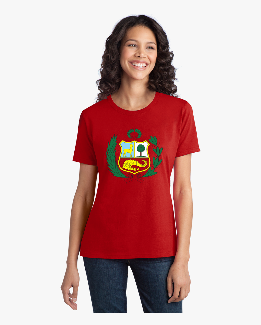 Ladies Red Peruvian Coat Of Arms Flag - Shirt Coach, HD Png Download, Free Download