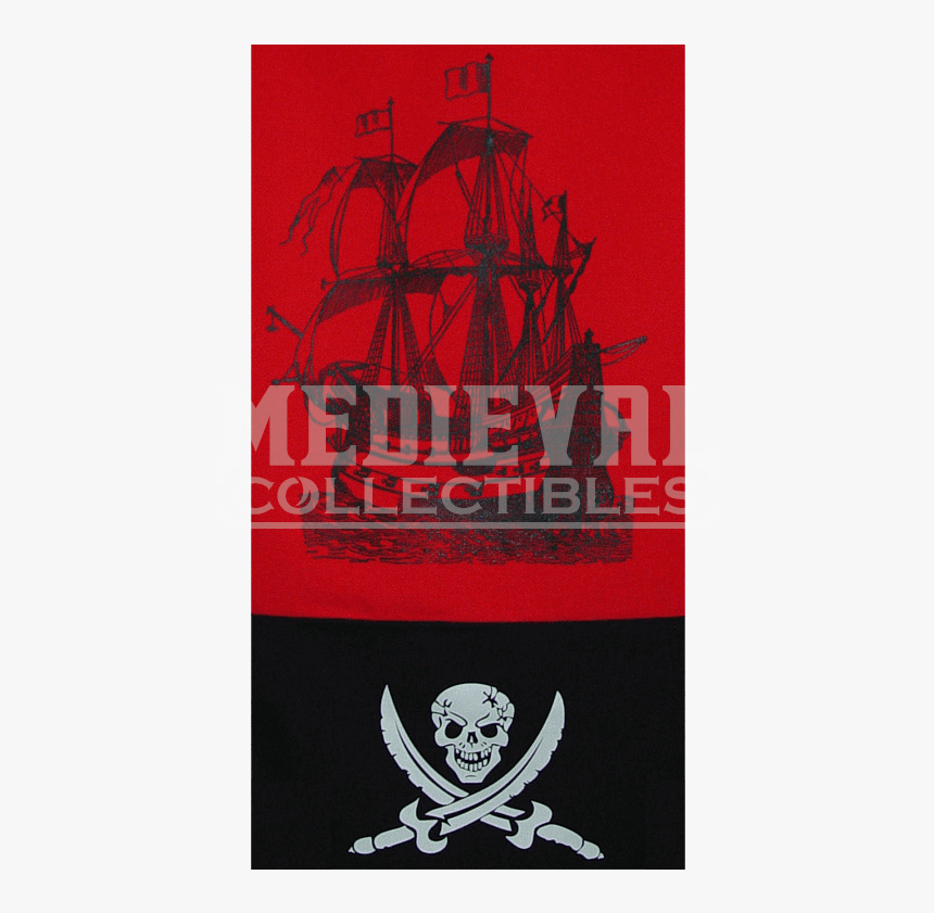 Pirate Banner Creepy Skull - Tall Ship, HD Png Download, Free Download