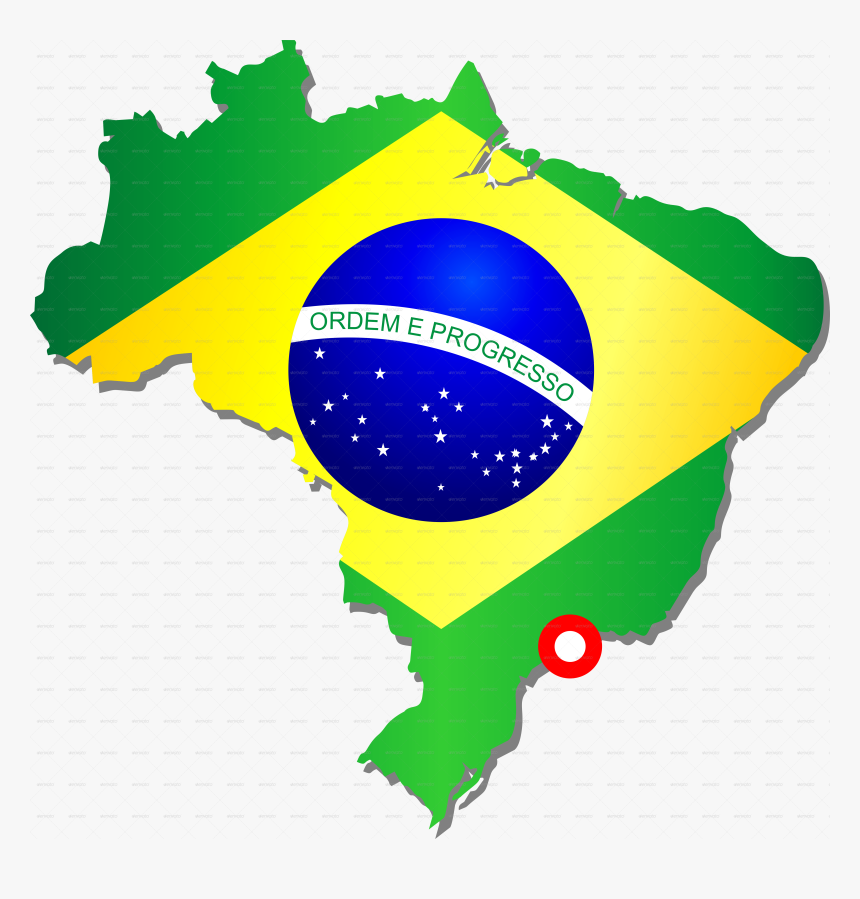 G Brazil Map With Flag Png - Map And Flag Of Brazil, Transparent Png, Free Download