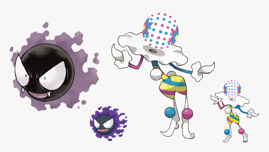 506kib, 1248x664, No Outline Ghosts - Gastly Pokemon, HD Png Download, Free Download