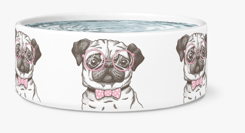 Nerd Pug Dog Bowl"
 Class= - Sketch Pug Dog Drawing, HD Png Download, Free Download