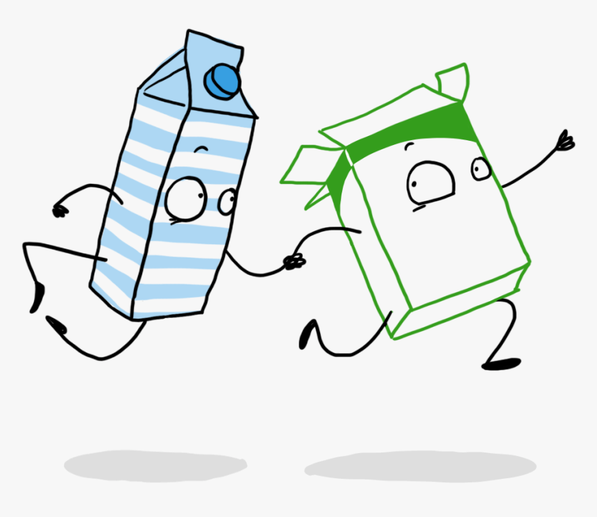 A Drawing Of A Box Of Cereal And A Box Of Milk Walking - Walking Cereal Box, HD Png Download, Free Download