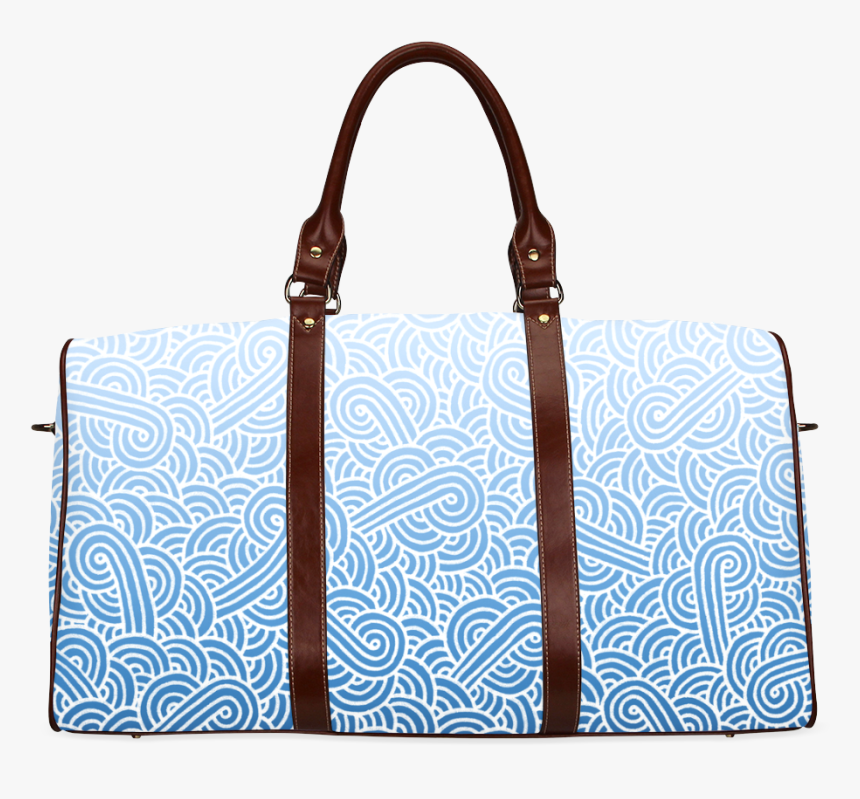 Ombre Blue And White Swirls Doodles Waterproof Travel - Duffel Bag, HD Png Download, Free Download