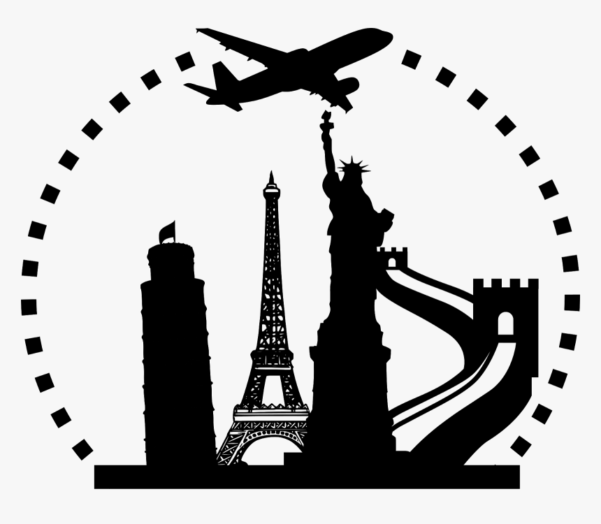 Airplane, Traveling, Vacation, Silhouette, World, Italy, - Cut Line Circle Png, Transparent Png, Free Download