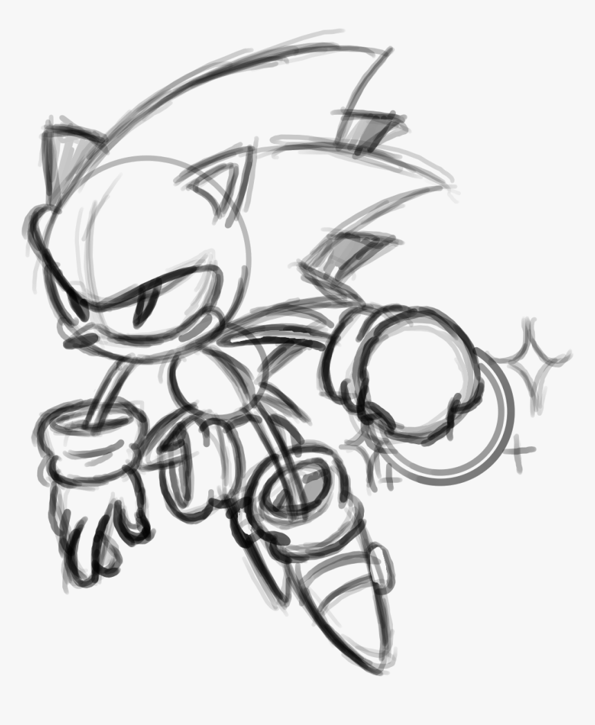 Sonic With Ring Sketch, HD Png Download, Free Download