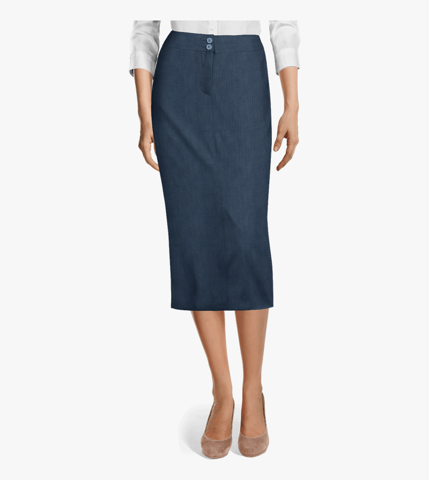 Steel Blue Dobby Wool Blend High Waisted Midi Pencil - Midi Pencil Skirt, HD Png Download, Free Download