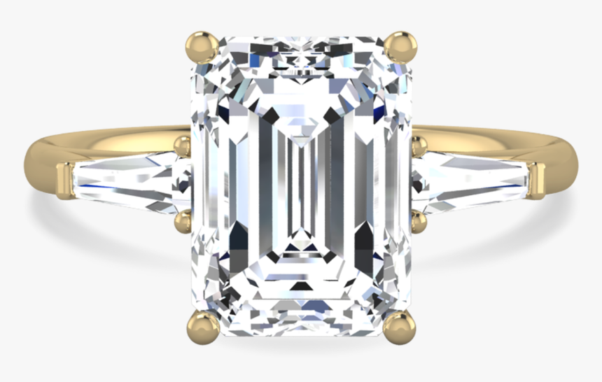 X1https - //cdn3 - Bigcommerce - Com/s Emerald Angle - Gold Emerald Cut Engagement Ring, HD Png Download, Free Download