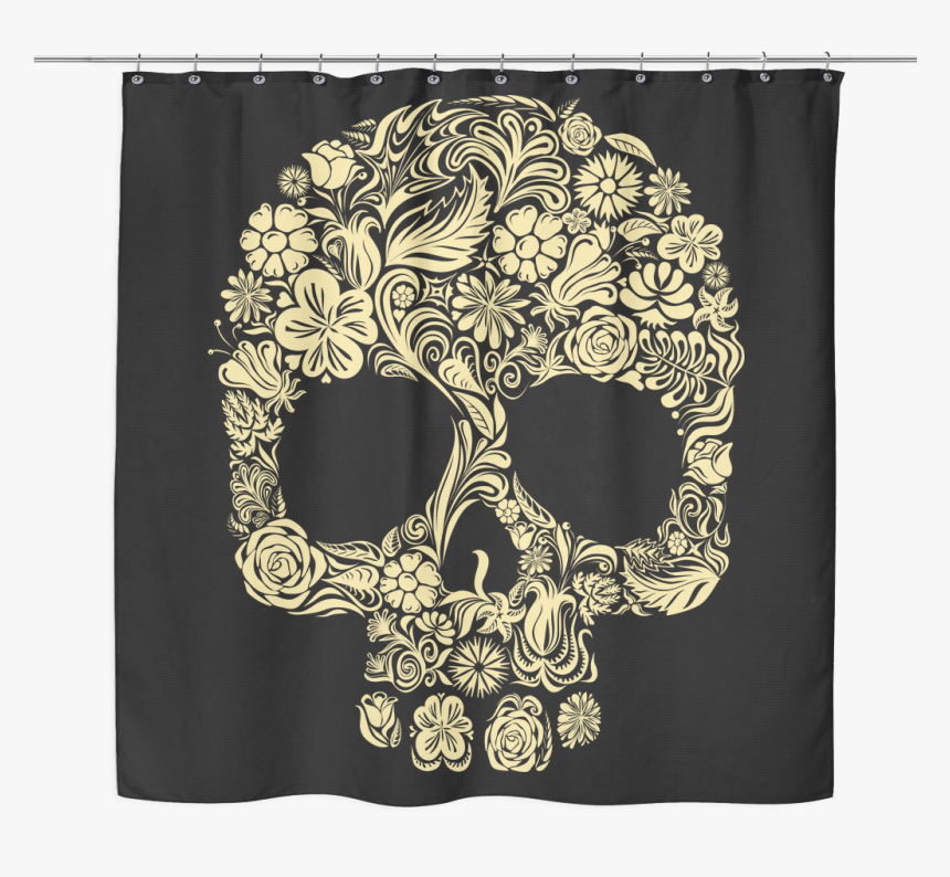 Floral Skull Ii Shower Curtain - Skeleton Artwork, HD Png Download, Free Download