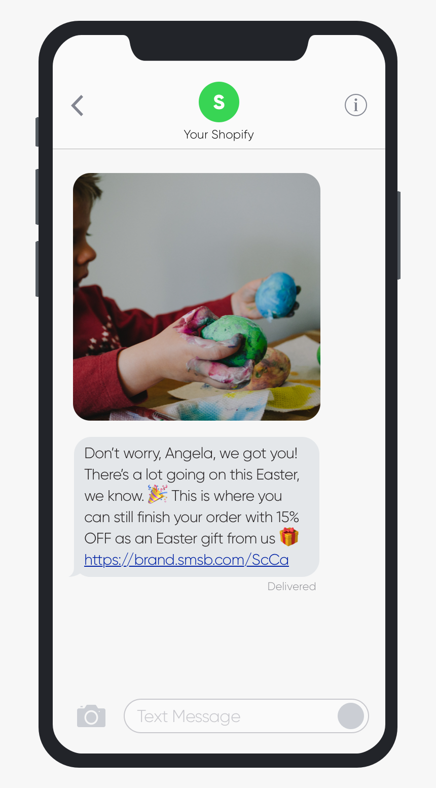 Smsbump Sms Abandoned Cart Easter 2019 Automation Example - Sms Message Marketing Examples, HD Png Download, Free Download