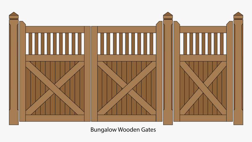 Bungalow Feature Wooden Pedestrian And Driveway Gates - Wooden Driveway Gates With Pedestrian Access, HD Png Download, Free Download