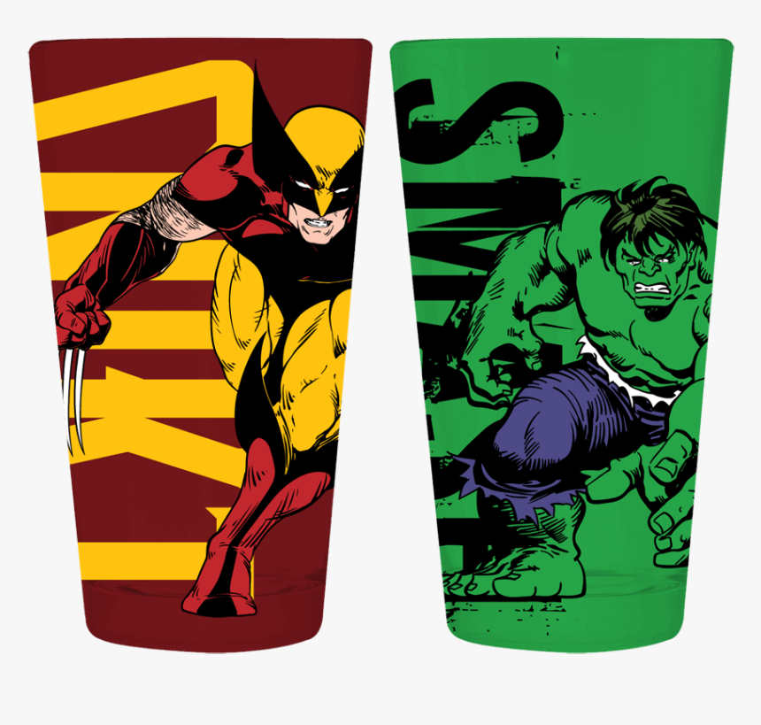 Marvel Wolverine And Hulk Pint Set - Hulk, HD Png Download, Free Download