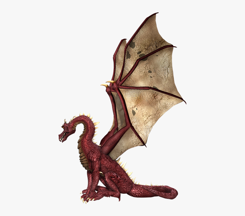 Dragon, Wings, Sitting, Fantasy, Fairytale, 3d, Red - Dragon Transparent Background, HD Png Download, Free Download