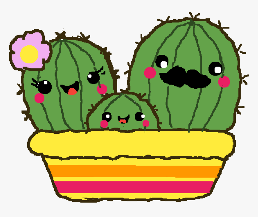 Slightly Derpy Cactus Family - Cute Cartoon Cactus Png, Transparent Png, Free Download