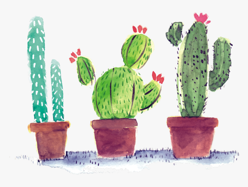 Transparent Watercolor Cactus Png - Watercolor Cactus In Pot, Png Download, Free Download