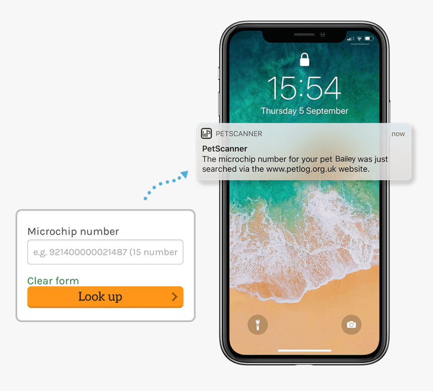 Phone Showing Petscanner Microchip Lookup Notification - Iphone, HD Png Download, Free Download