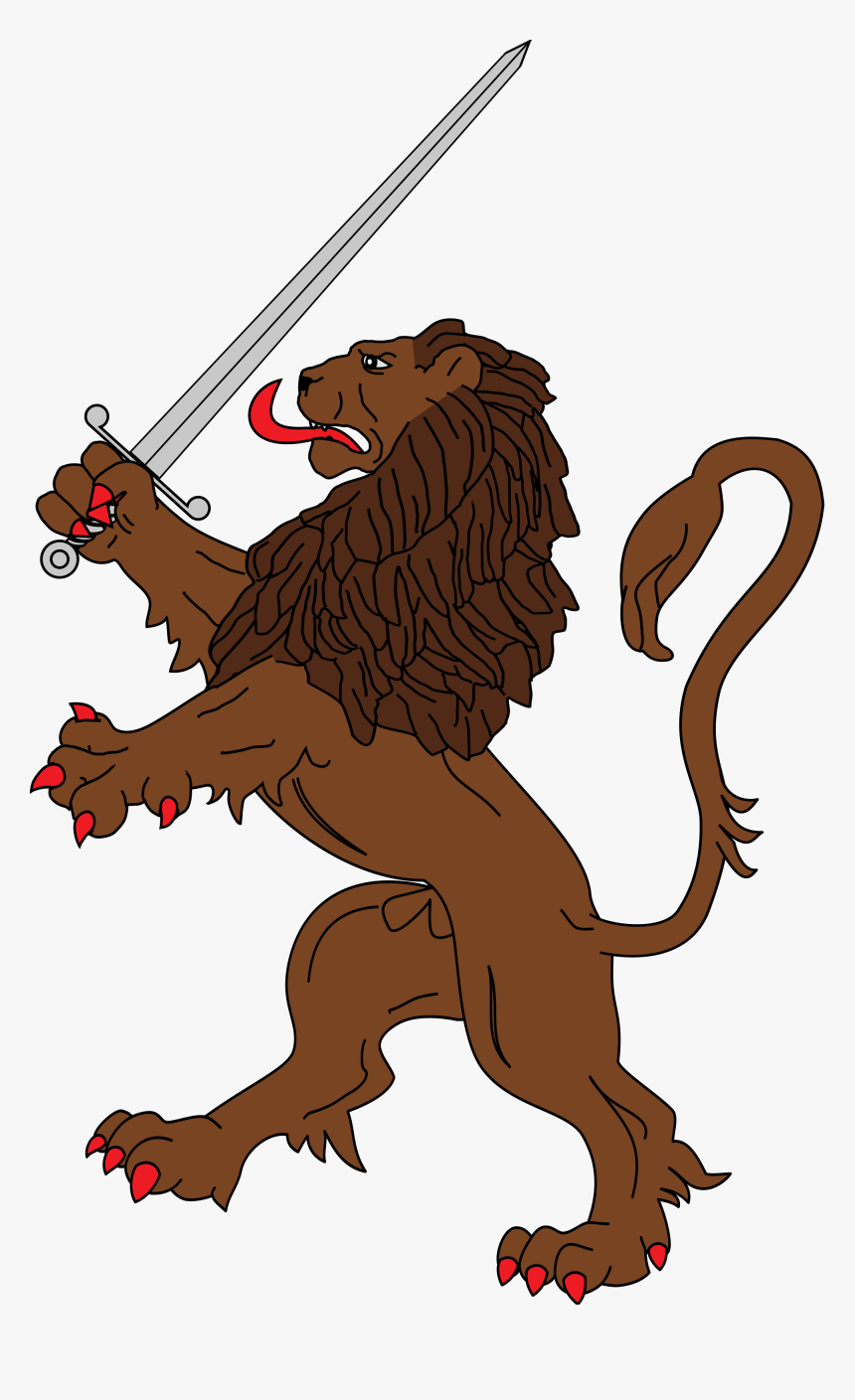 Transparent Lion Claw Clipart - Heraldic Lion With Sword, HD Png Download, Free Download