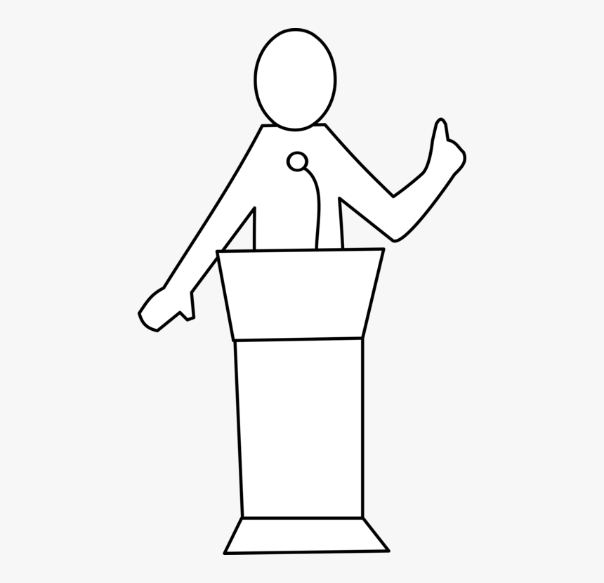 Standing,line Art,angle - Podium Clipart Black And White, HD Png Download, Free Download