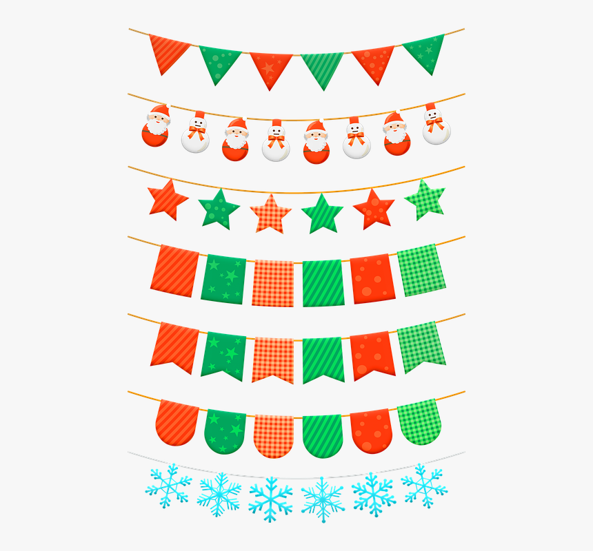 Christmas, Bunting, Banners, Tassel, Garland, Pastel - Stylized Bunting For Christmas, HD Png Download, Free Download