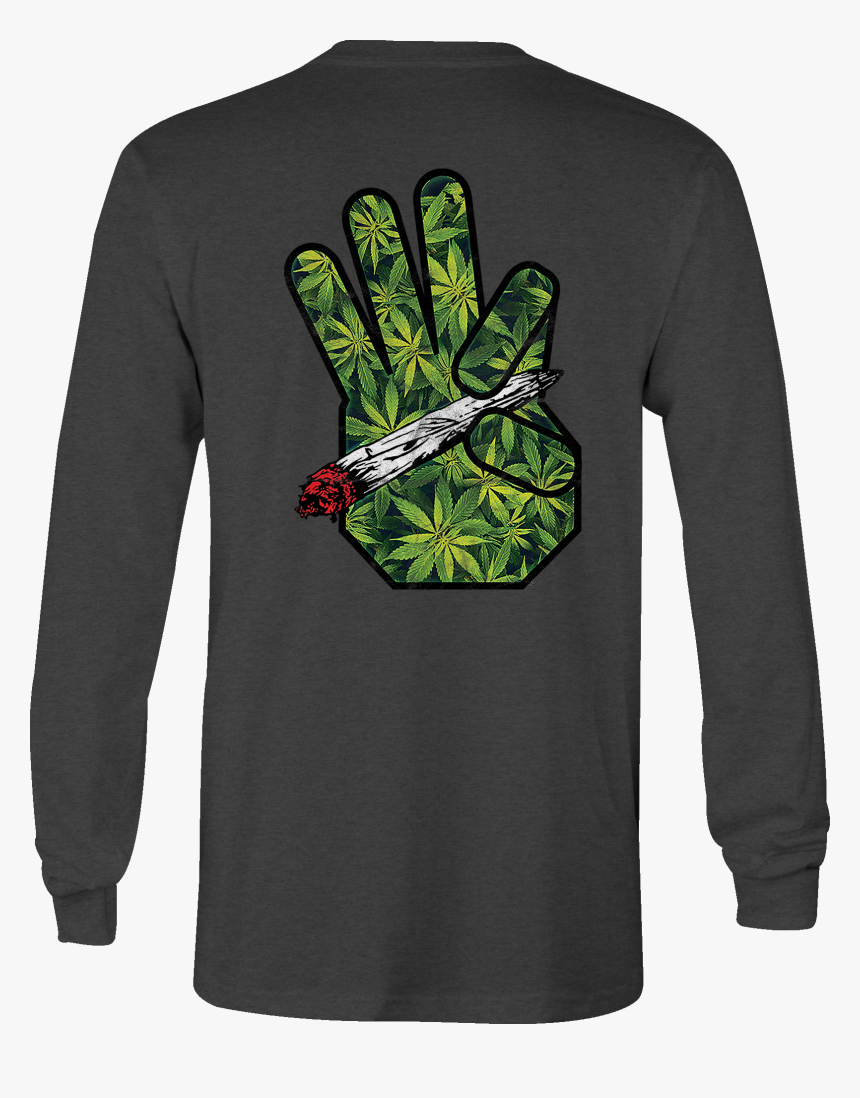 Long Sleeve Tshirt Marijuana Hand Joint Smoke Shirt - T-shirt, HD Png Download, Free Download