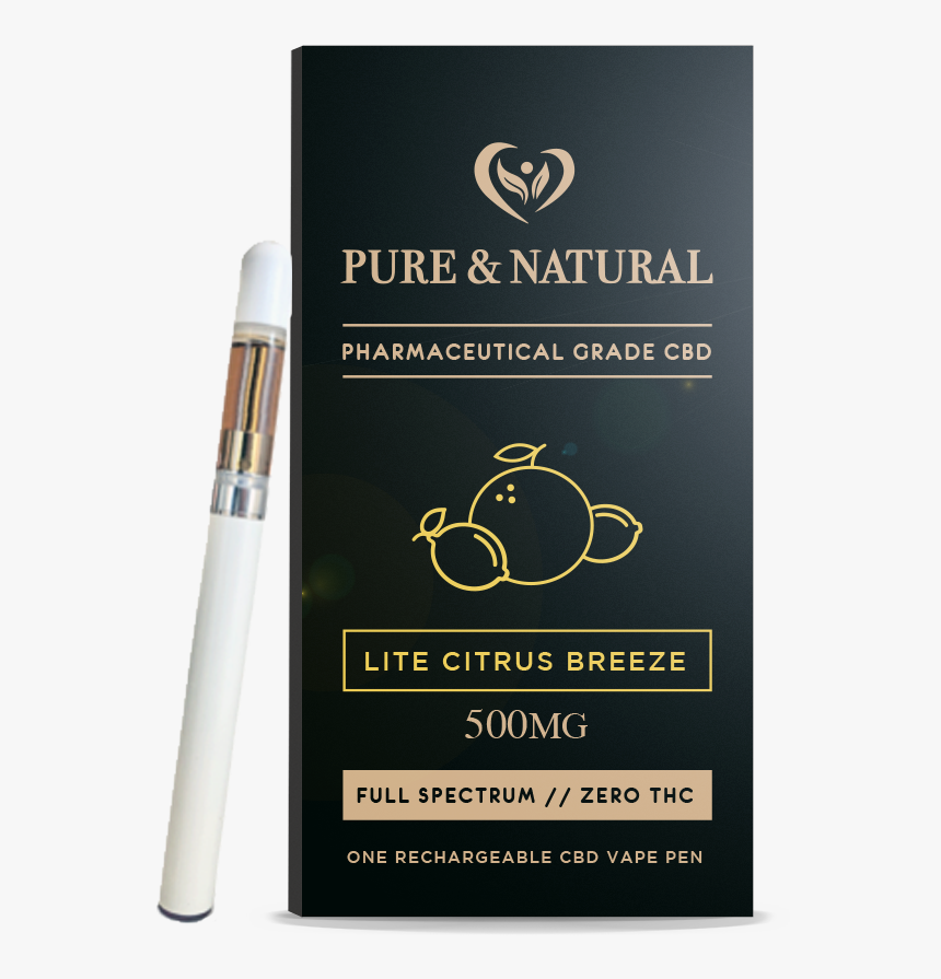 Pure And Natural Cbd Vape Pen Box Front Visualisation2 - Novel, HD Png ...