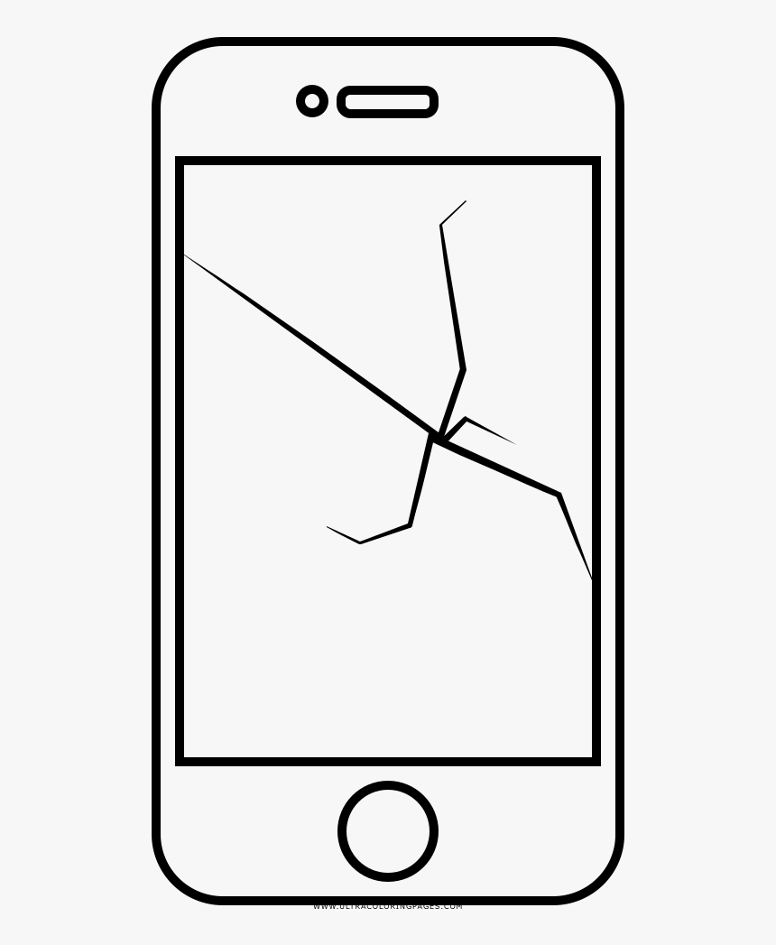 Coloring screen. Line Art Phone. Broken Phone icon. Cracked Phone Screen icon.