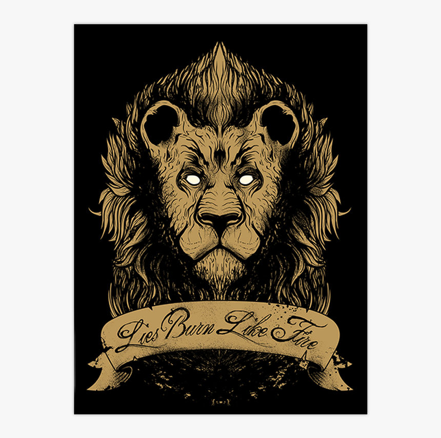 Burning Lies Metallic Screen Print - Masai Lion, HD Png Download, Free Download