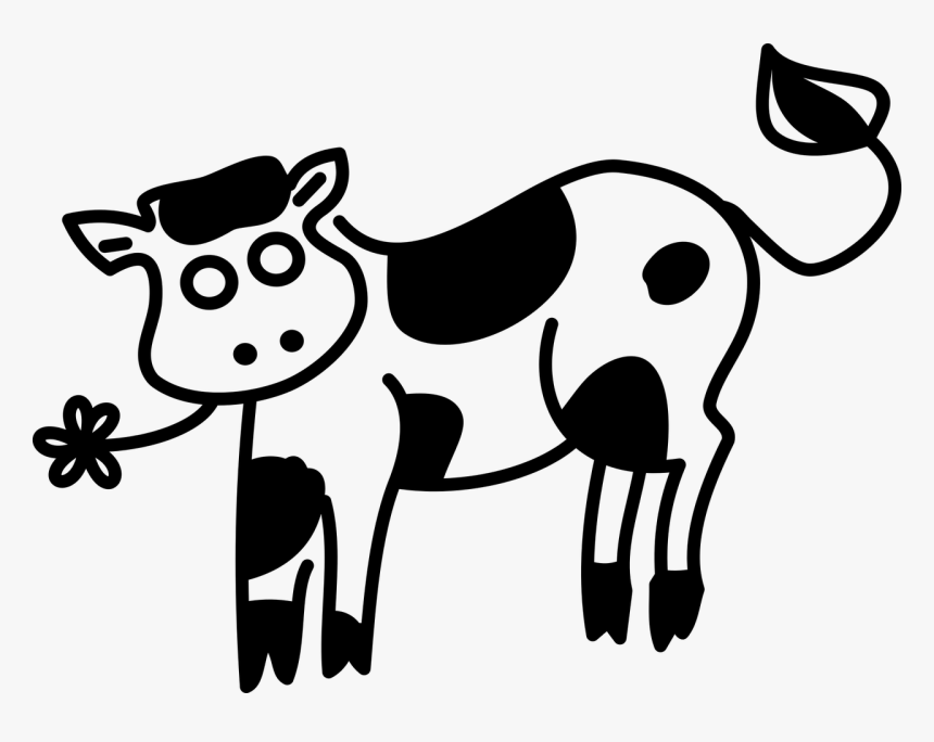 Transparent Cute Cow Png - Cow Black And White No Background, Png Download, Free Download