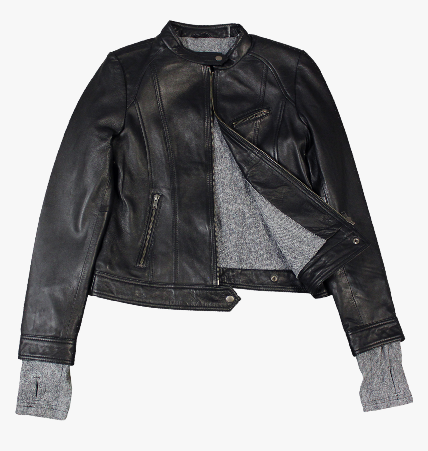 Womens Leather Jacket Open, HD Png Download - kindpng