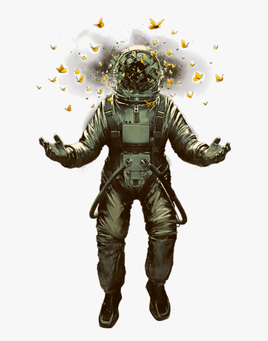#edits #astronaut #spaceman #butterflies #outerspace - Astronaut Butterflies, HD Png Download, Free Download
