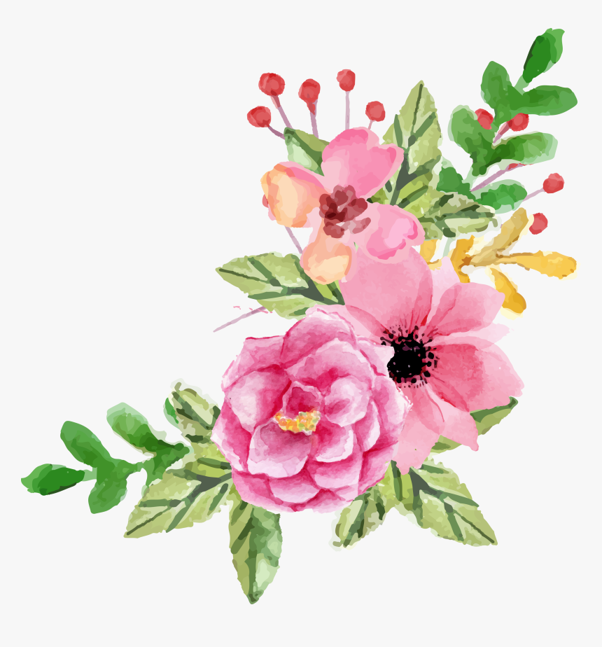 Vase Clipart Flower Bundle - Pink Gold Flowers Png, Transparent Png ...
