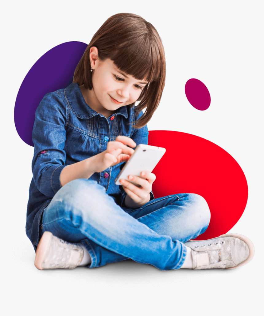 Kid Using Mobile Phone On Colourful Background - Mobile Using Kid, HD Png  Download - kindpng