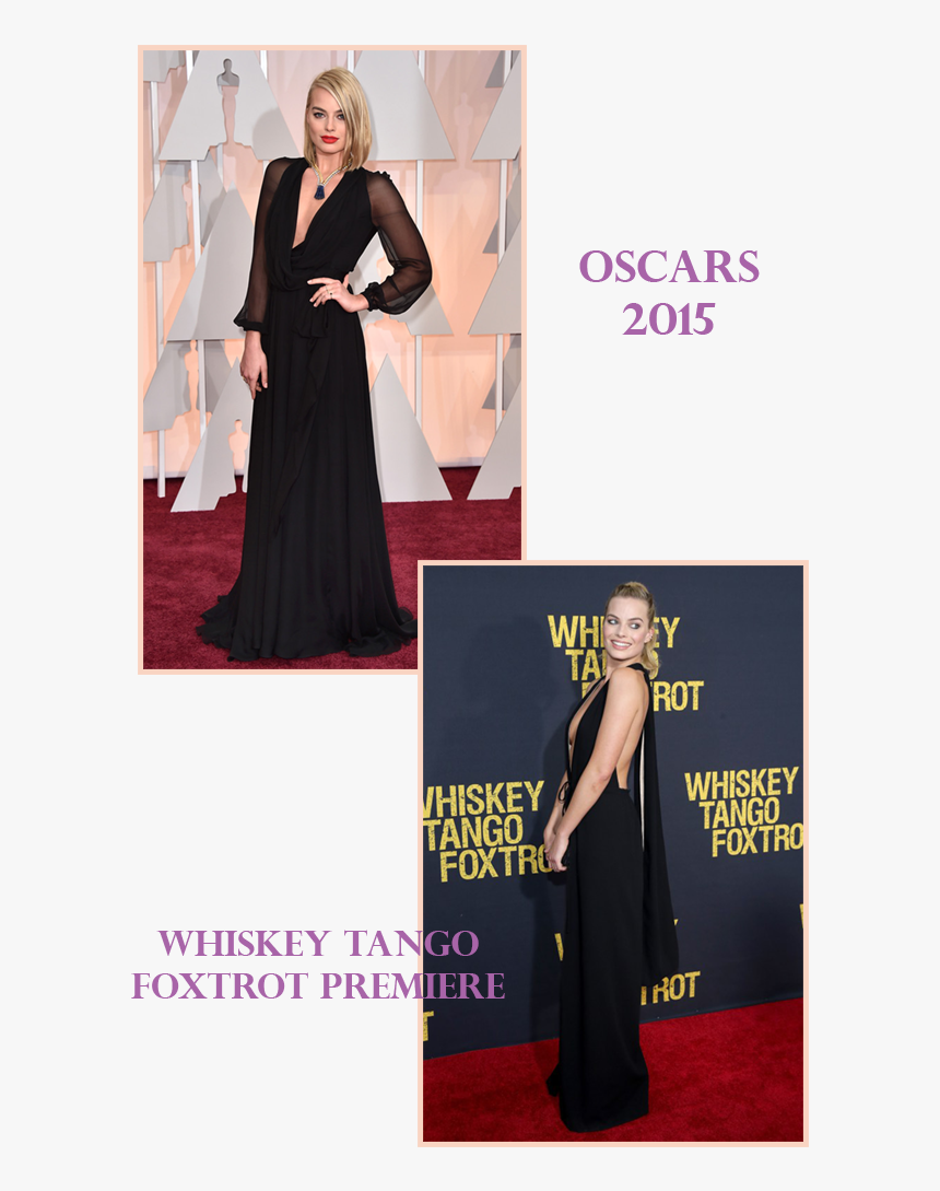 Margot Robbie - Oscar Red Carpet Black Dress, HD Png Download, Free Download