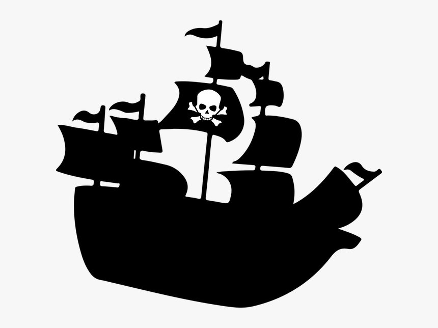 Boat, Crossbones, Pirate, Ship, Silhouette, Skull - Silhouette Pirate Ship Clipart, HD Png Download, Free Download