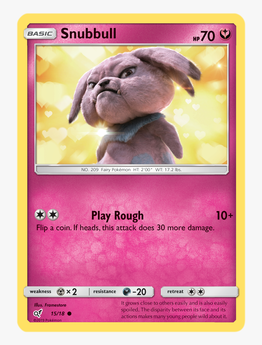 Snubbull - 15/18 - Common - Ditto Card Detective Pikachu, HD Png Download, Free Download