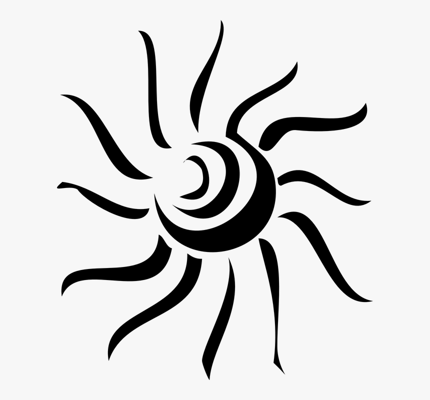 Sun, Ray, Art, Black - Transparent Sun Tattoo Png, Png Download, Free Download