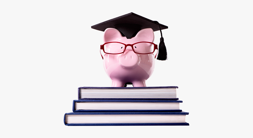 Piggy Bank With Glasses And A Grad Cap On A Pile Of - Piggy Bank Graduation Cap, HD Png Download, Free Download